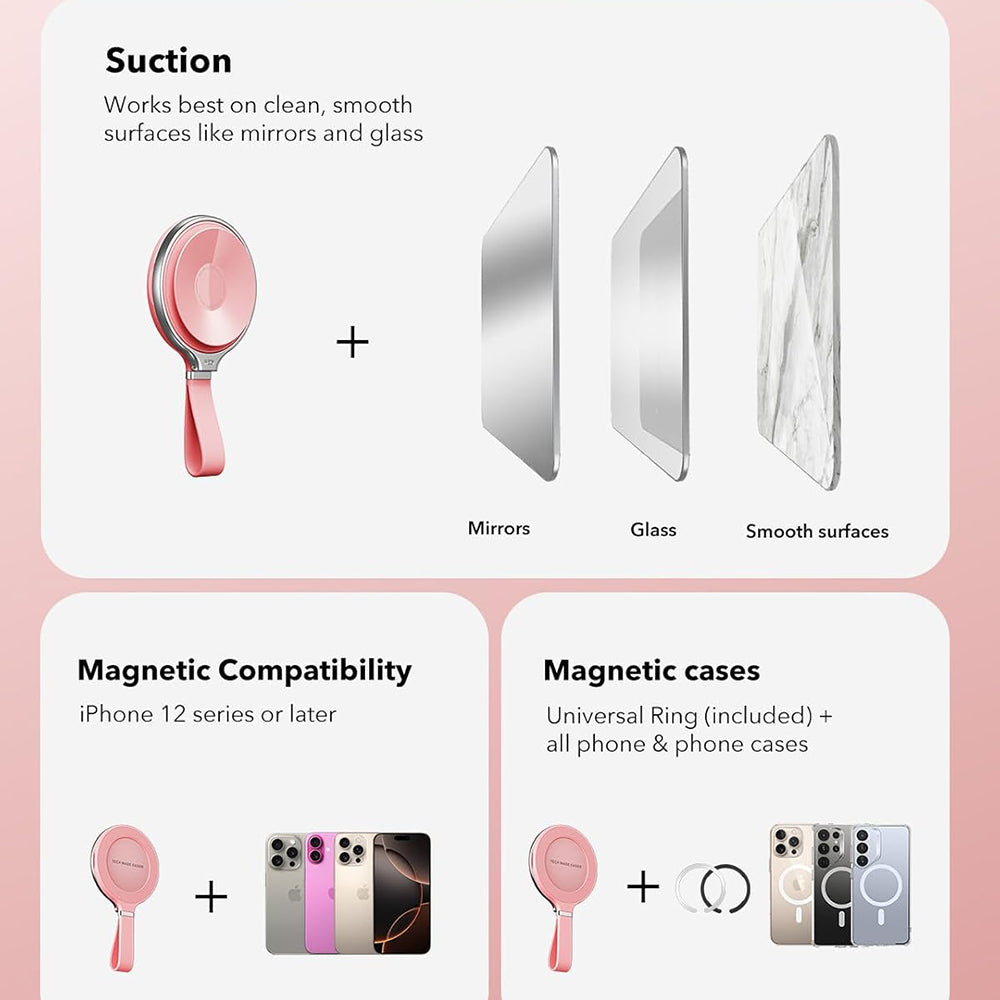 ESR HaloLock Læder Ringholder, Universal, Pink