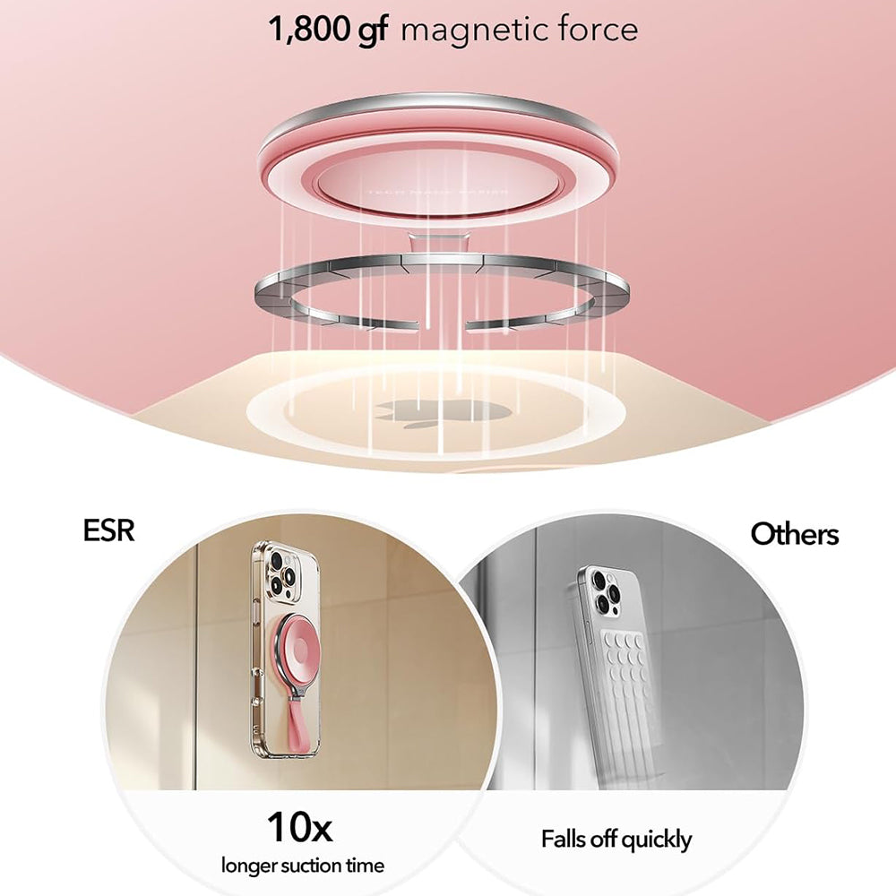 ESR HaloLock Læder Ringholder, Universal, Pink