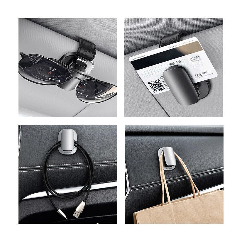 Baseus Platinum Platinum Clip solbrilleholder med parasol, sølv ACYJN-B0S