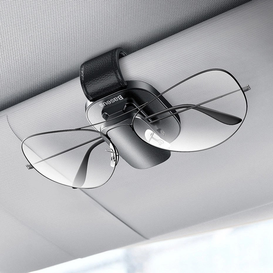 Baseus Platinum Platinum Clip solbrilleholder med parasol, sølv ACYJN-B0S