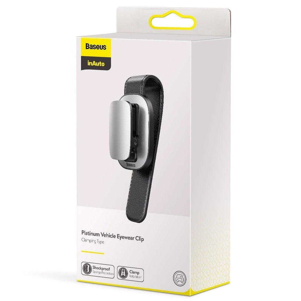 Baseus Platinum Platinum Clip solbrilleholder med parasol, sølv ACYJN-B0S