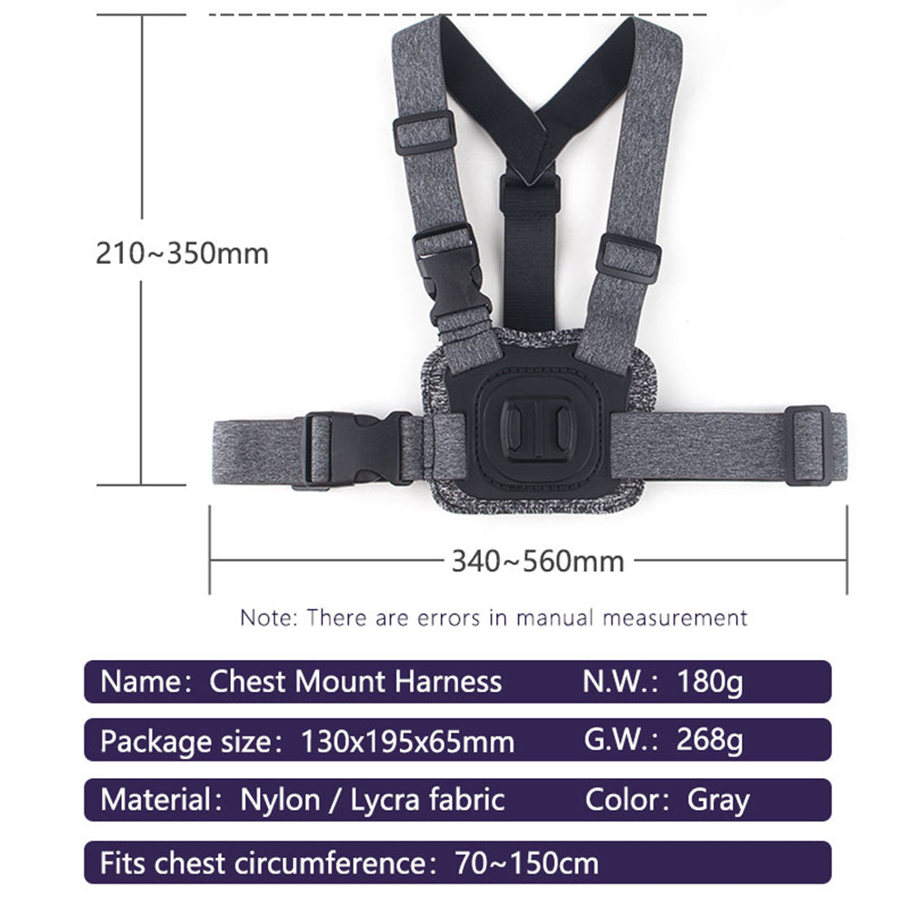 Techsuit JX-002 Sportskamera Brystholder til GoPro Series, Grå