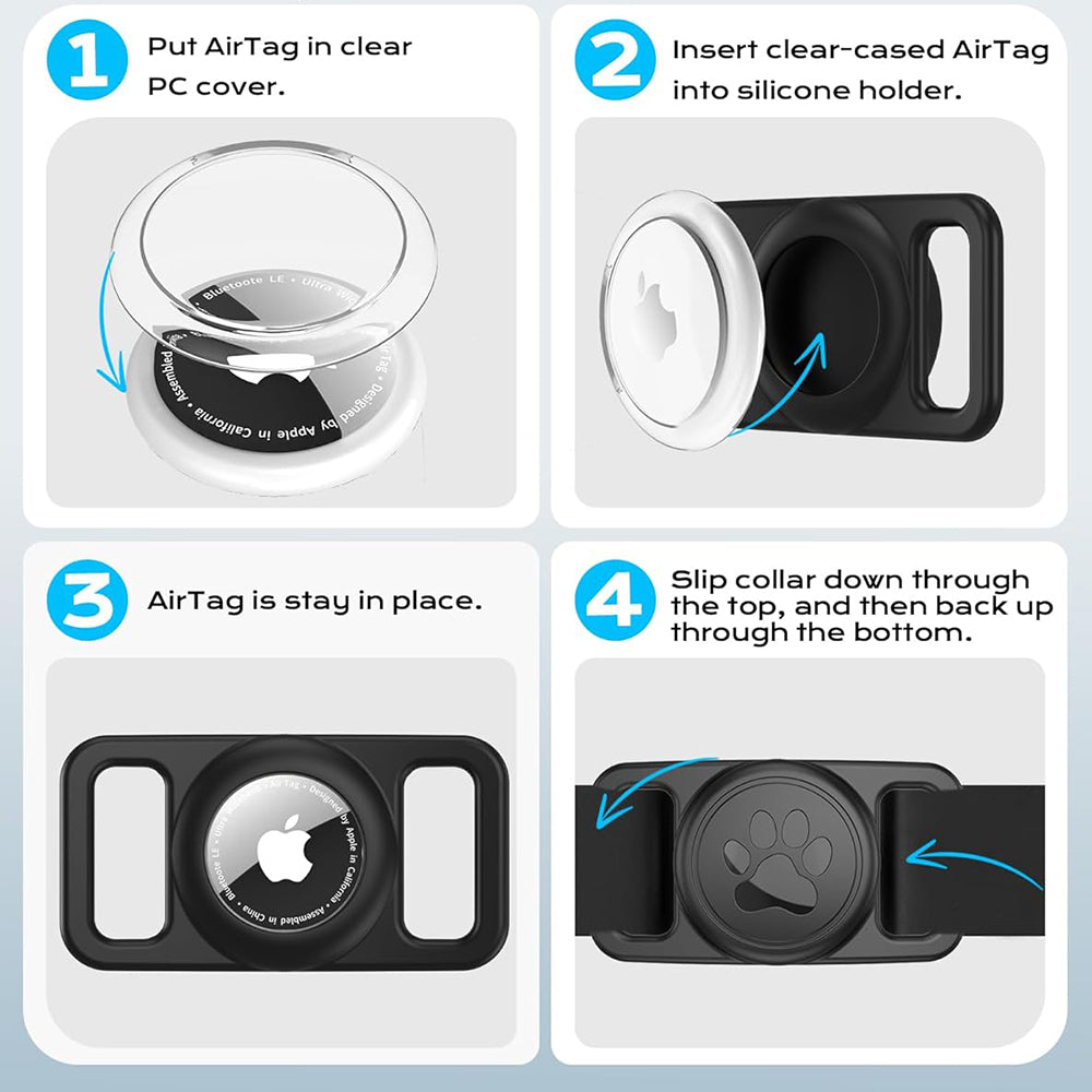 Techsuit BuddyGuard DG1 holder til Apple AirTag på kæledyrs halsbånd, Sort