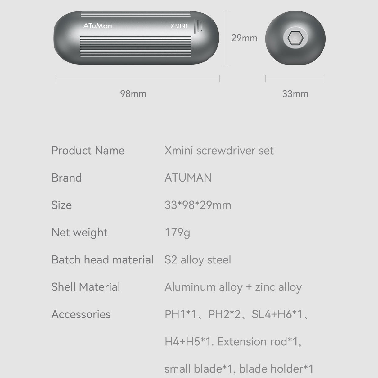 Skruetrækker ATuMan Xmini Pocket