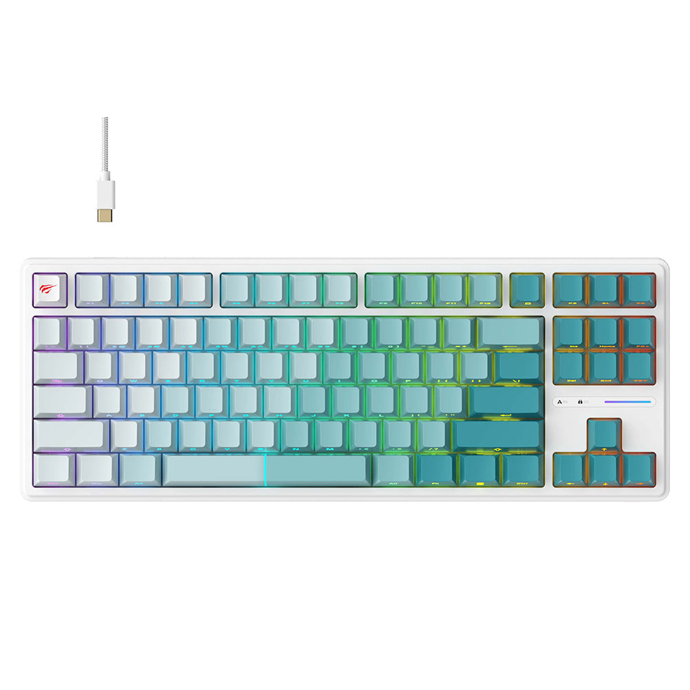 Gamingtastatur Wired USB HAVIT KB901L, RGB, 1.8m, Hvid Grøn