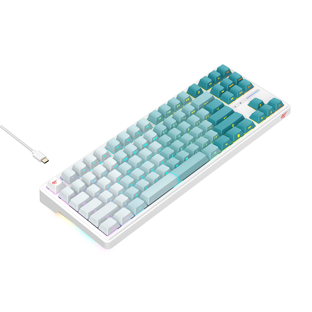 Gamingtastatur Wired USB HAVIT KB901L, RGB, 1.8m, Hvid Grøn