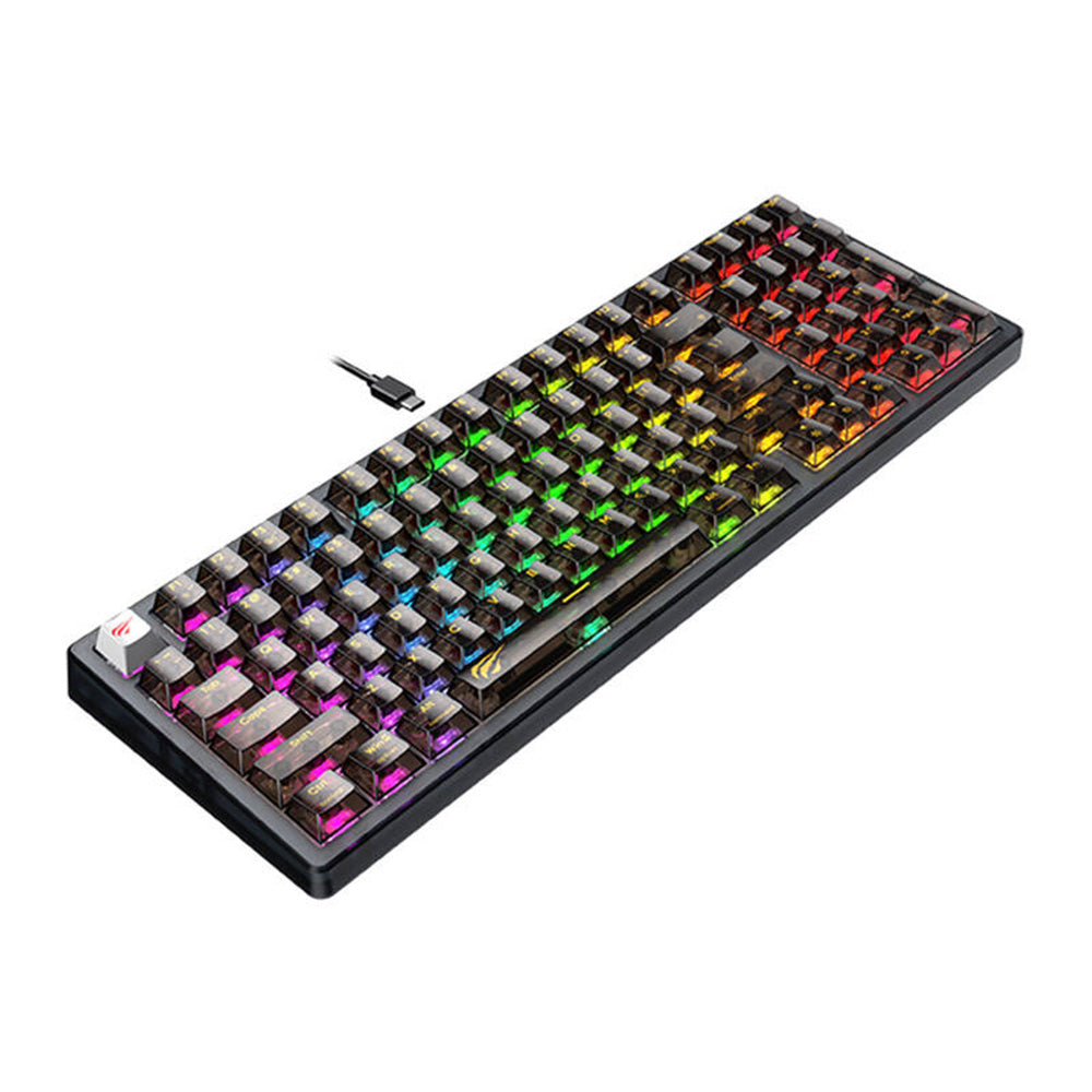 Gamingtastatur Wired USB HAVIT KB875L, RGB, 1,8 m, Sort Transparent