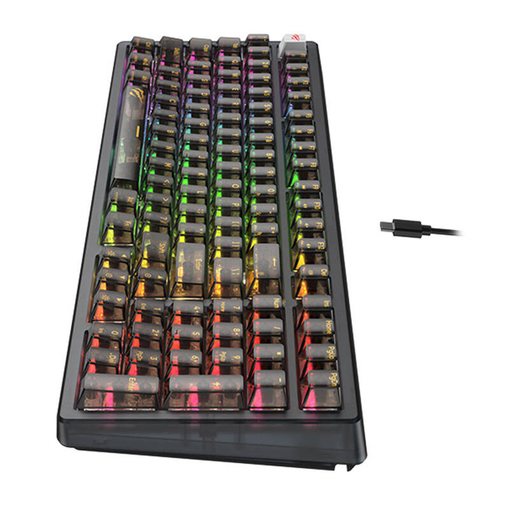 Gamingtastatur Wired USB HAVIT KB875L, RGB, 1,8 m, Sort Transparent