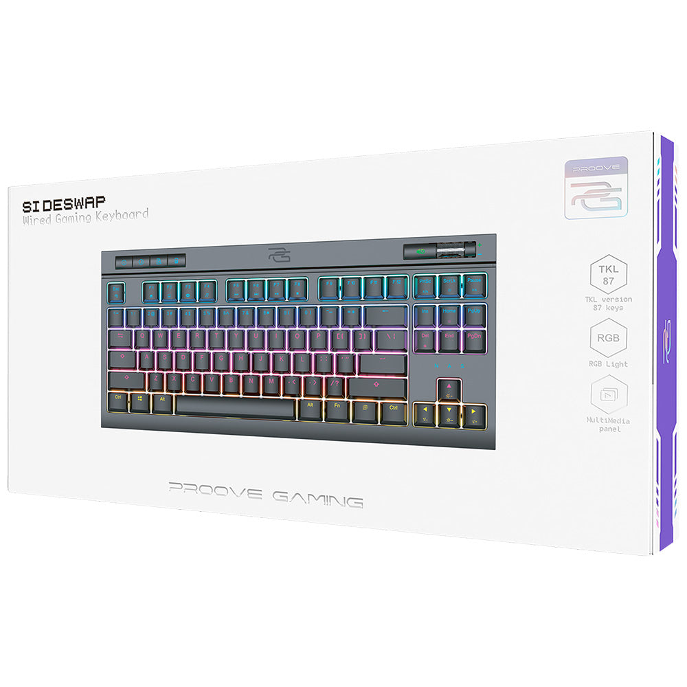 Gamingtastatur Wired USB Proove Sideswap, RGB, 1,5m, Sort CKSIEN00022401