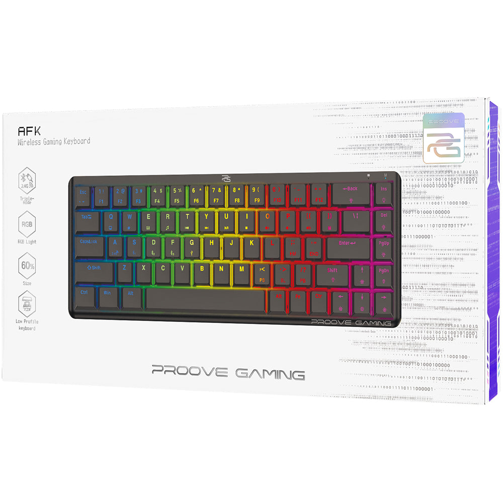 Gamingtastatur Wireless Proove AFK, RGB, BT / Wi-Fi / Kablet, 1.5m, Sort WKAFKEN22001