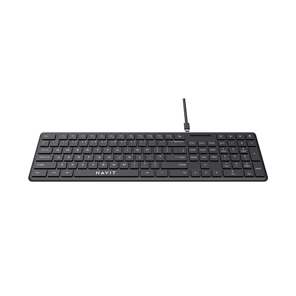 Tastatur Wired USB HAVIT KB252, USB-C, 1,5 m, Sort