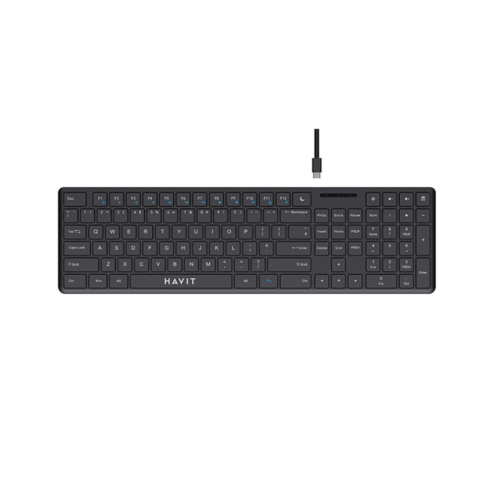 Tastatur Wired USB HAVIT KB252, USB-C, 1,5 m, Sort