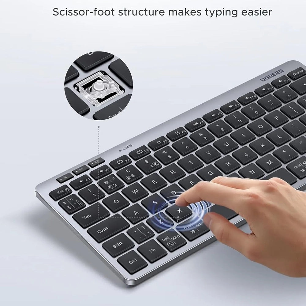 Trådløst tastatur UGREEN 75049, BT / Wi-Fi, Sort