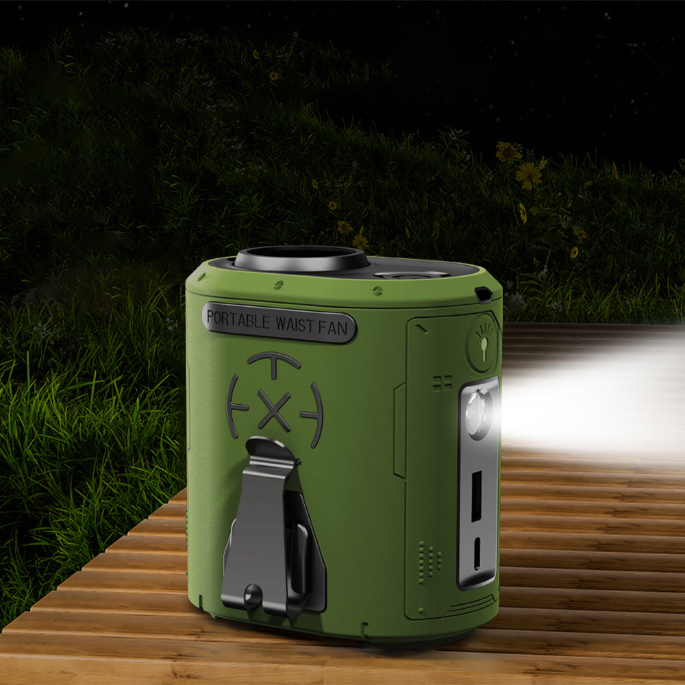 Bærbar ventilator Techsuit Z14 med eksternt batteri 5000mAh, Grøn