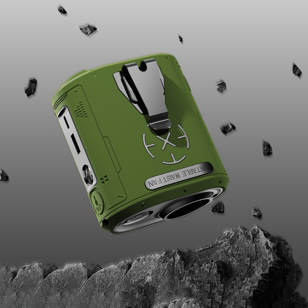 Bærbar ventilator Techsuit Z14 med eksternt batteri 5000mAh, Grøn