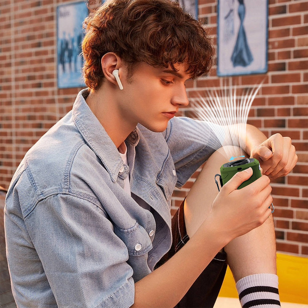 Bærbar ventilator Techsuit Z14 med eksternt batteri 5000mAh, Grøn