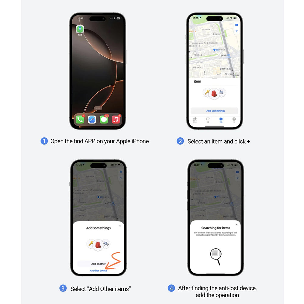Acefast SmartTag S1 for iOS Series, Set of 4 pieces, Gray