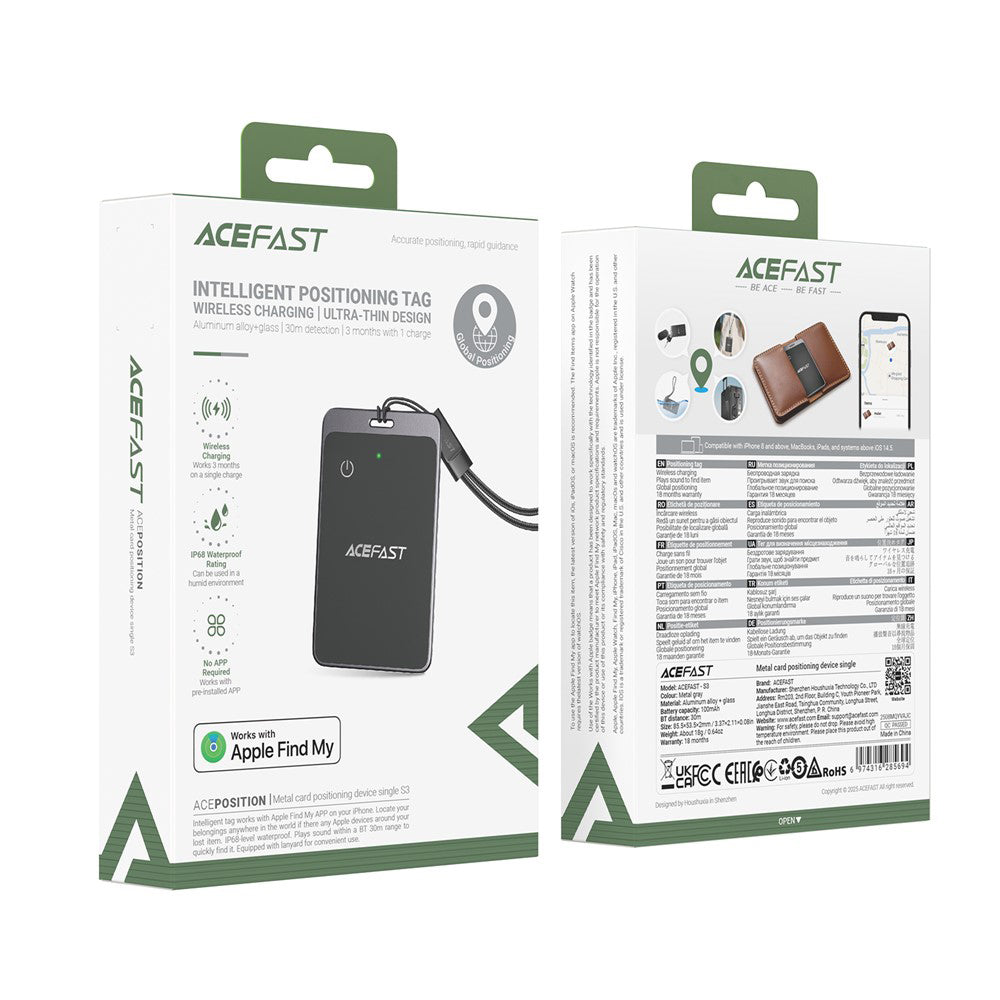 Acefast SmartTag S3 til iOS-serien, Grå