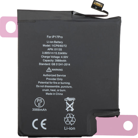 Apple iPhone 17 Pro batteri, USA e-SIM version