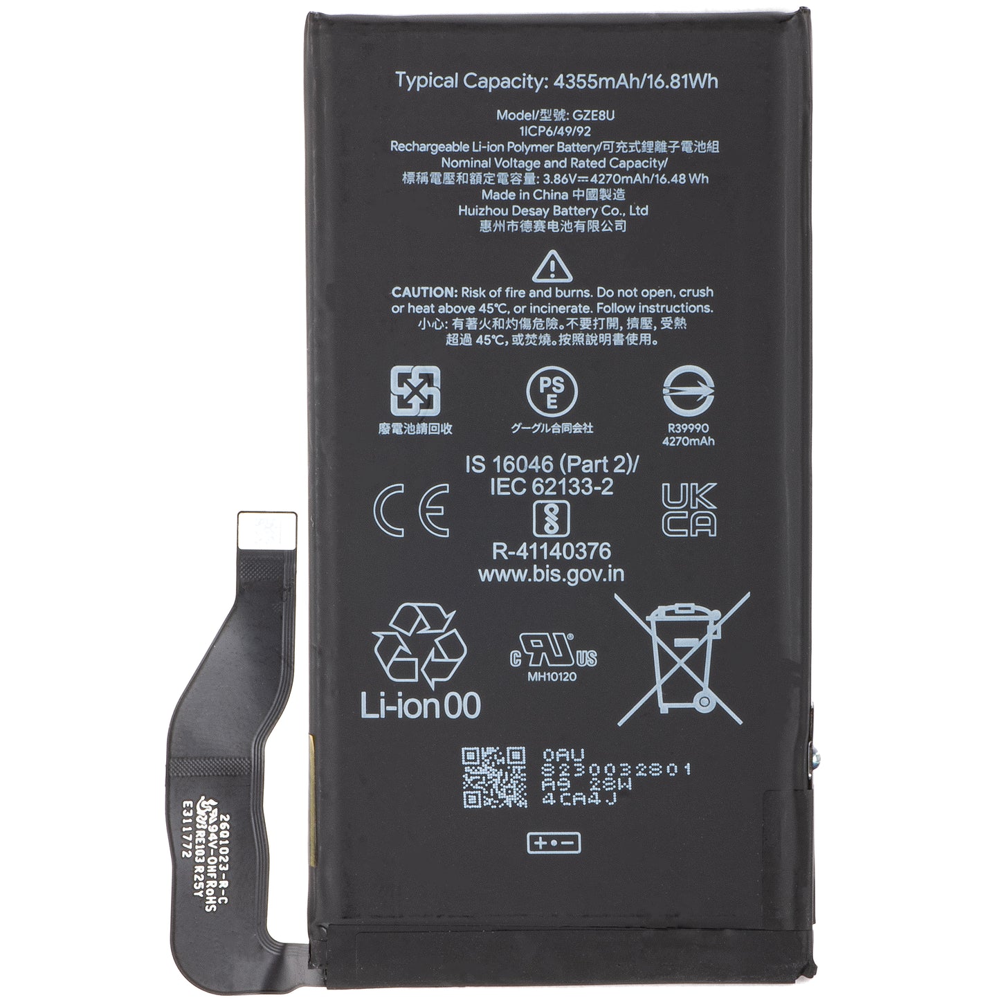 Batteri Google Pixel 7, GZE8U, Service Pack G949-00338-01