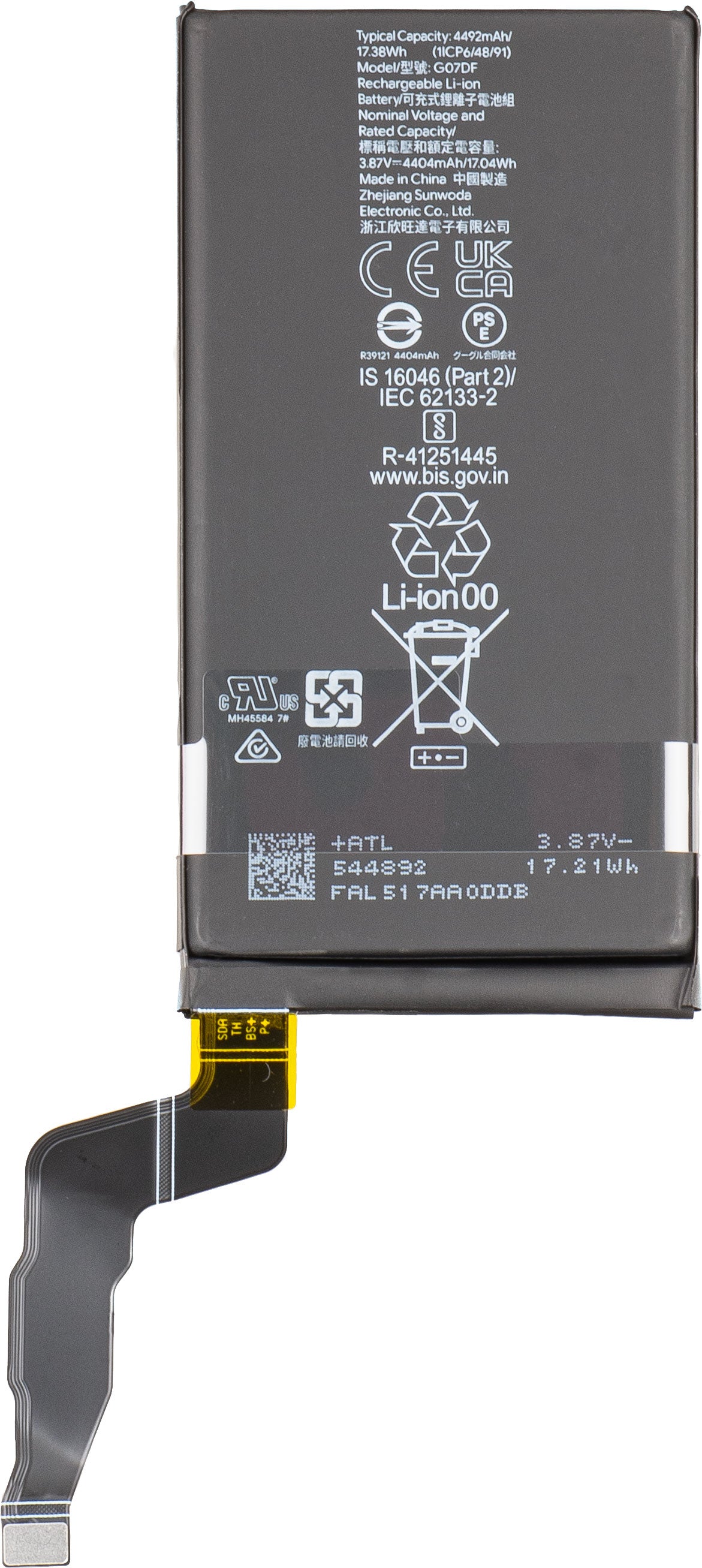 Batteri Google Pixel 8a, G07DF, Service Pack G949-01097-00