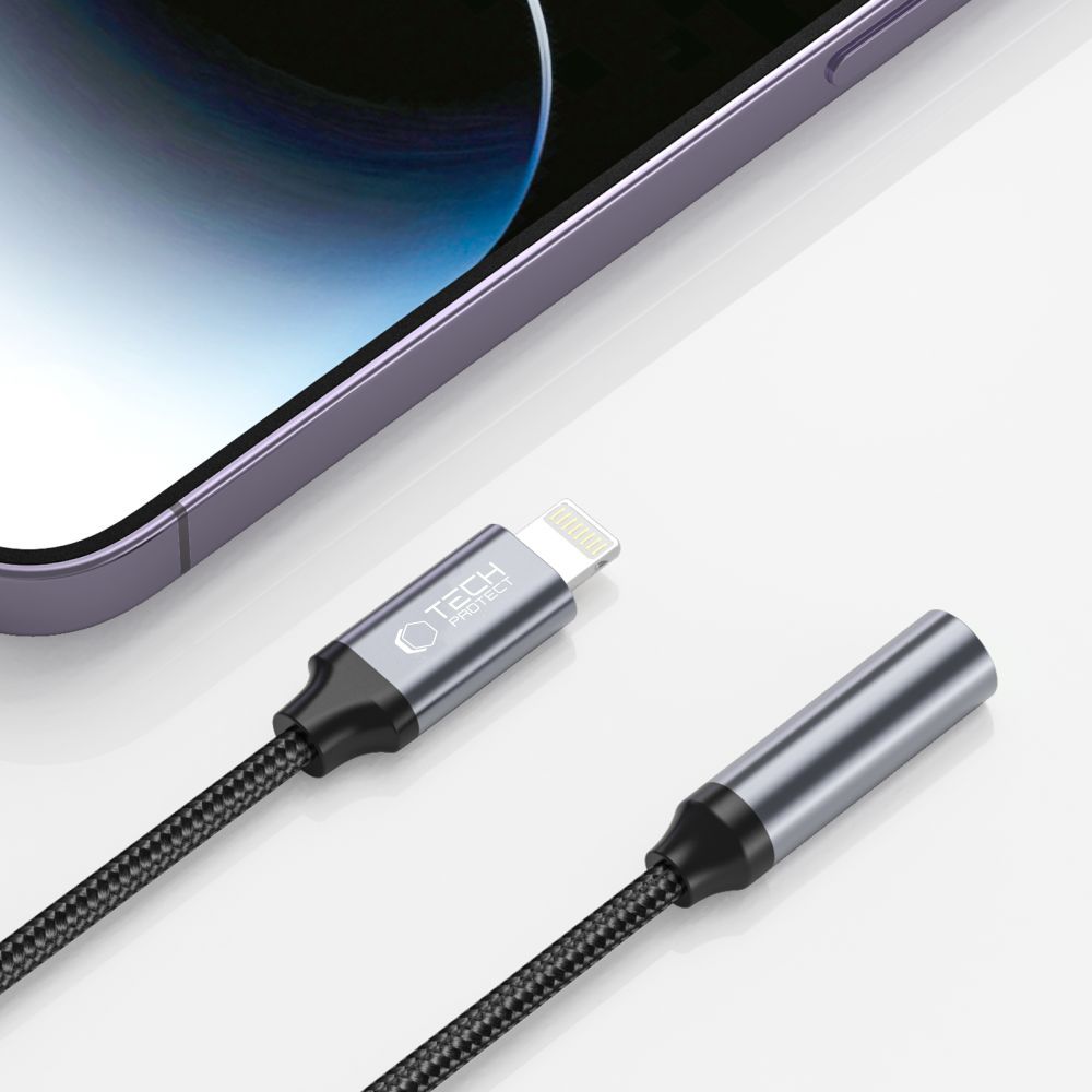 Audioadapter Lightning - 3,5 mm Tech-Protect Ultraboost, Sort