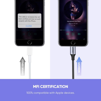 Audioadapter Lightning - 3,5 mm UGREEN US211 (30756), Sort