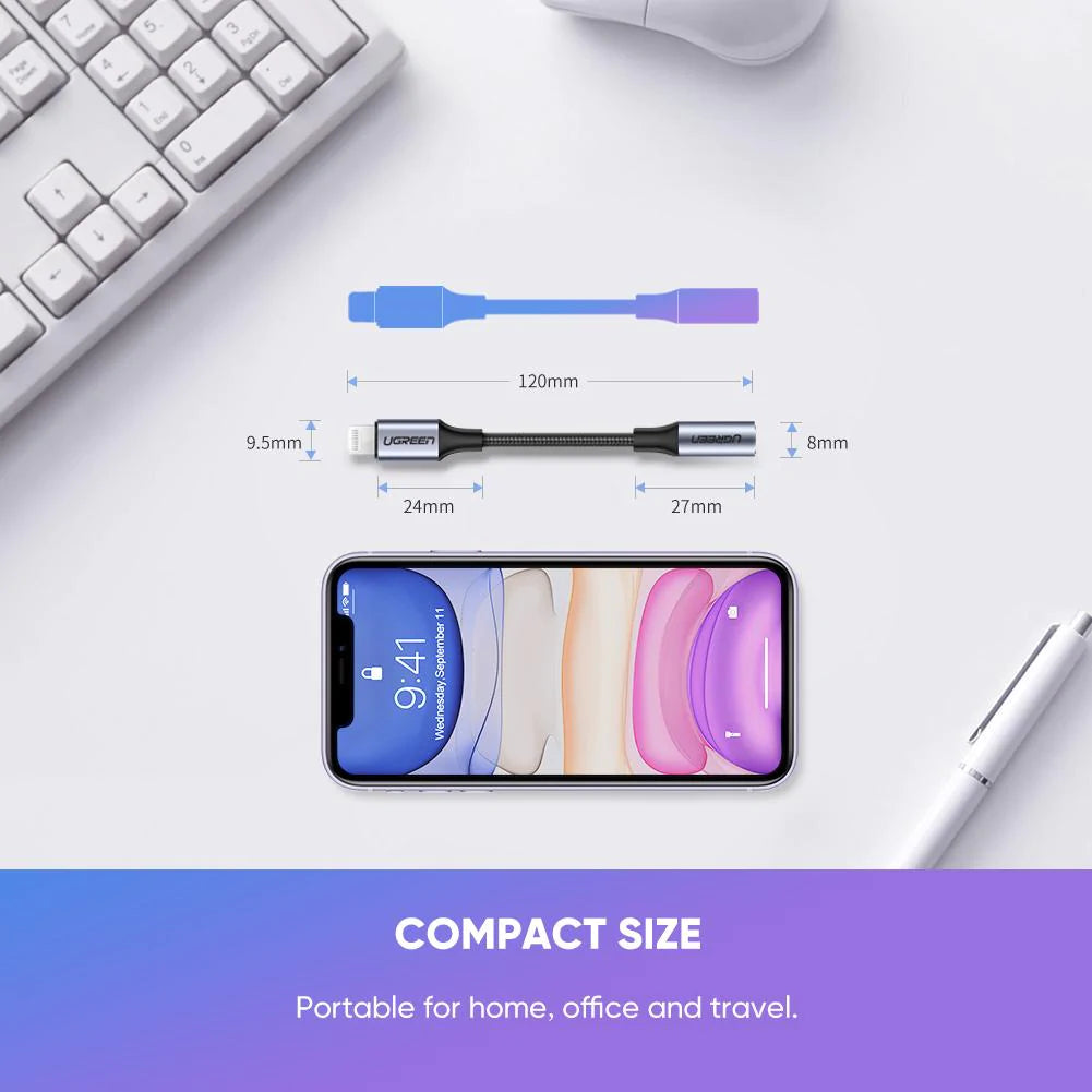 Audioadapter Lightning - 3,5 mm UGREEN US211 (30756), Sort