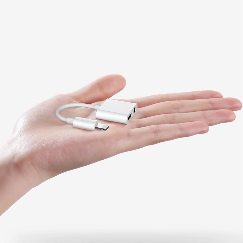 Lightning til Lightning lydadapter Joyroom S-Y104 Ben, med Lightning opladningsport, Hvid