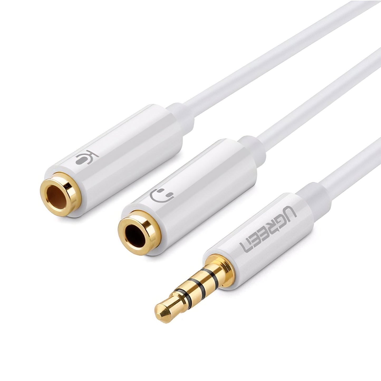 Audio kabel 3.5mm - 2 x 3.5mm UGREEN AV141, 0.2m, Hvid