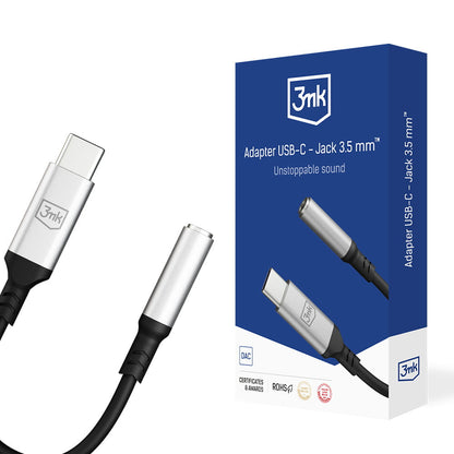 USB-C lydadapter - 3,5 mm 3MK, sølv