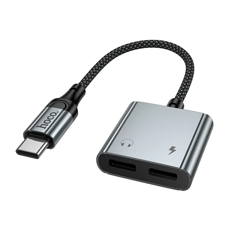 USB-C lydadapter - USB-C / USB-C HOCO UPA34A, grå