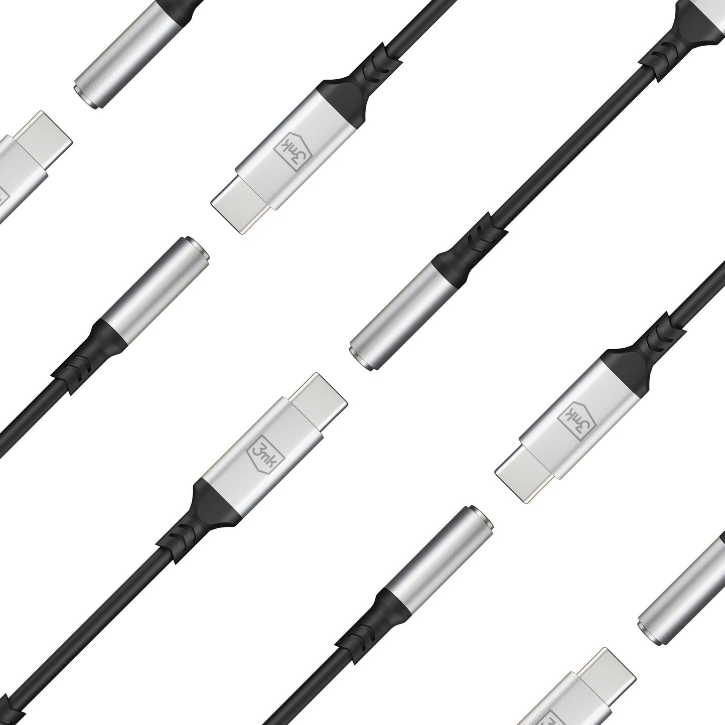 USB-C lydadapter - 3,5 mm 3MK, sølv
