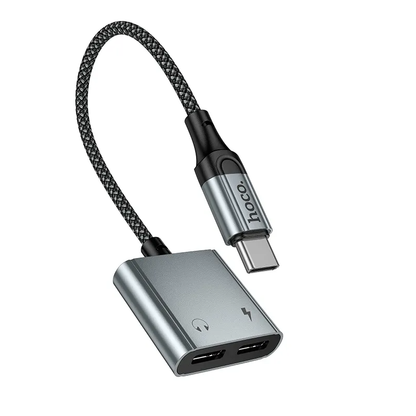 USB-C lydadapter - USB-C / USB-C HOCO UPA34A, grå