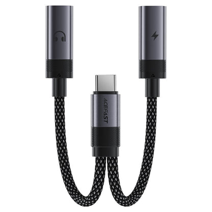 Audioadapter USB-C - 2 x USB-C Acefast J14, Sort
