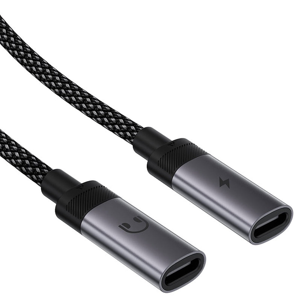 Audioadapter USB-C - 2 x USB-C Acefast J14, Sort