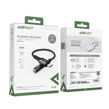 Audioadapter USB-C - 3,5 mm Acefast C1-07, Sort