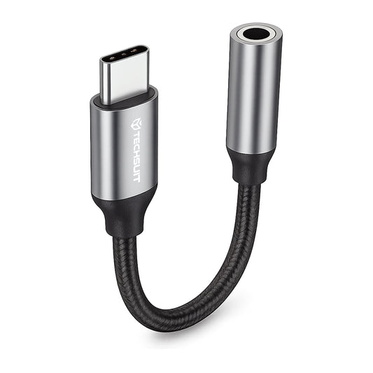 Audioadapter USB-C - 3,5 mm Techsuit AC12 FuseXound, Grå, Sæt med 2 stk.