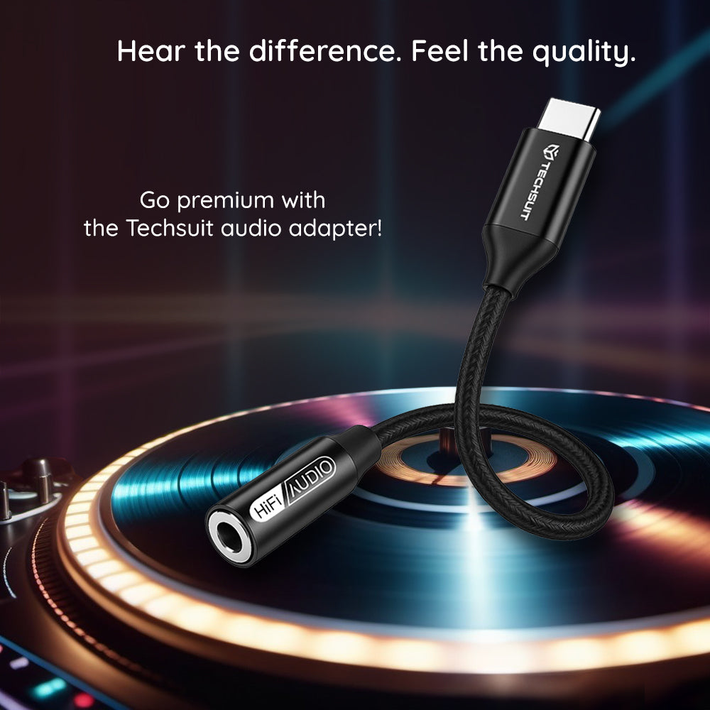 Audioadapter USB-C - 3.5mm Techsuit AC13 FuseXound, Sort