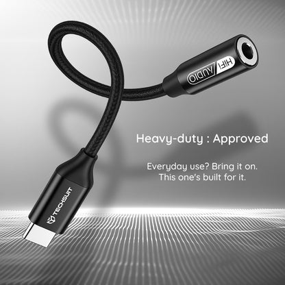 Audioadapter USB-C - 3.5mm Techsuit AC13 FuseXound, Sort