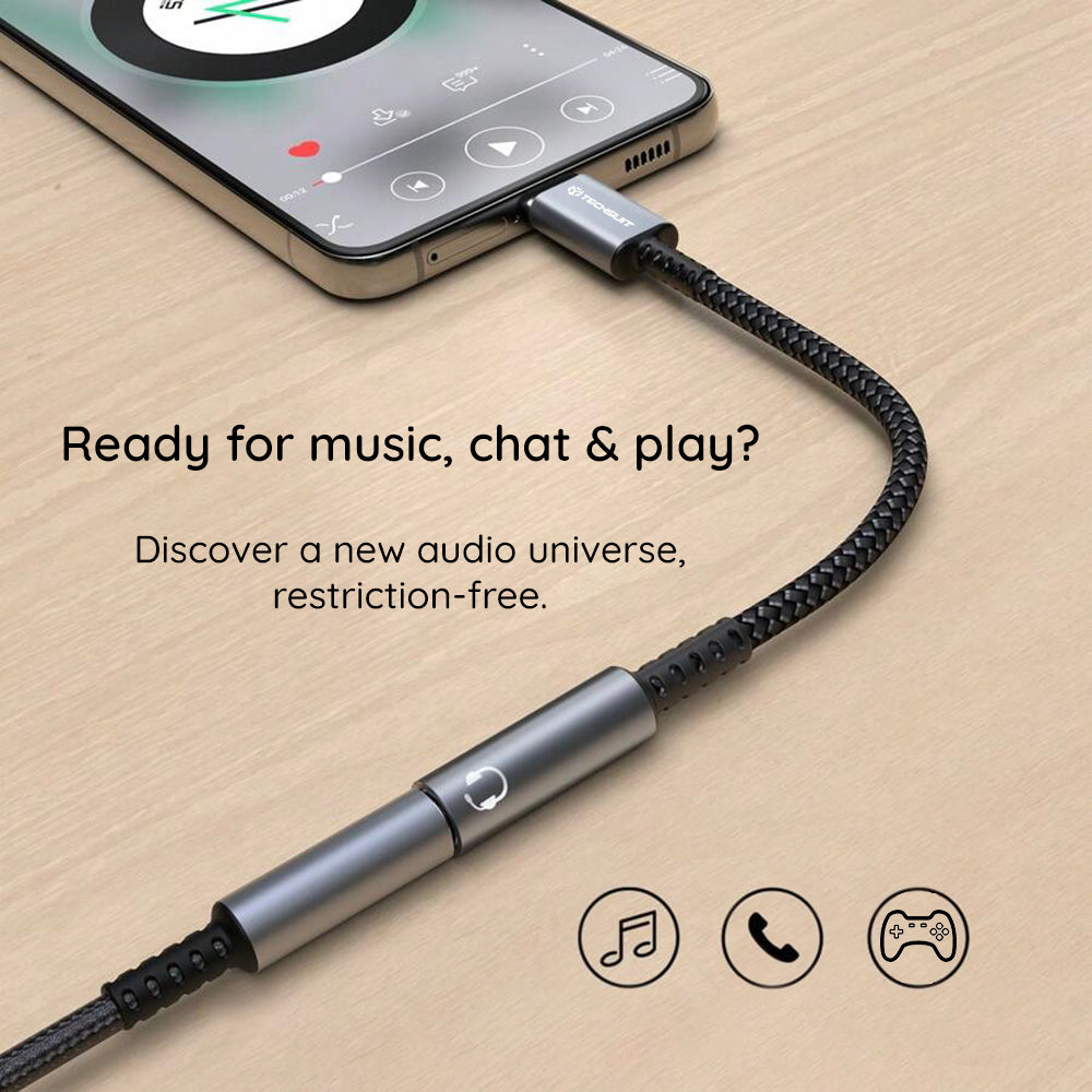 Audioadapter USB-C - 3,5 mm Techsuit AC14 SonicPiX, Grå