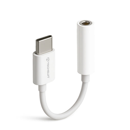 Audioadapter USB-C - 3,5 mm Techsuit AC18 MusicBox, Hvid, Sæt med 2 stk.
