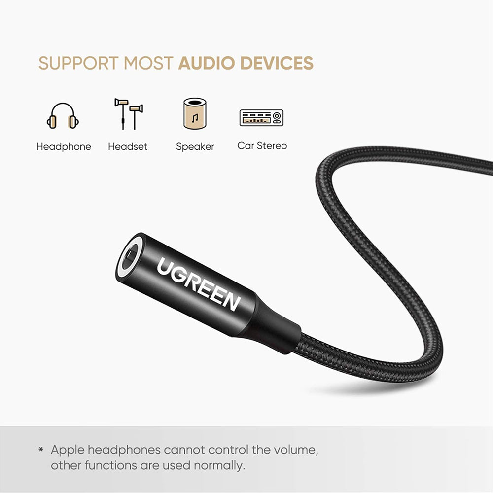 Audioadapter USB-C - 3,5 mm UGREEN AV142, Sort