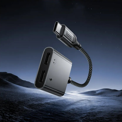 USB-C lydadapter - USB-C / USB-C HOCO UPA34A, grå