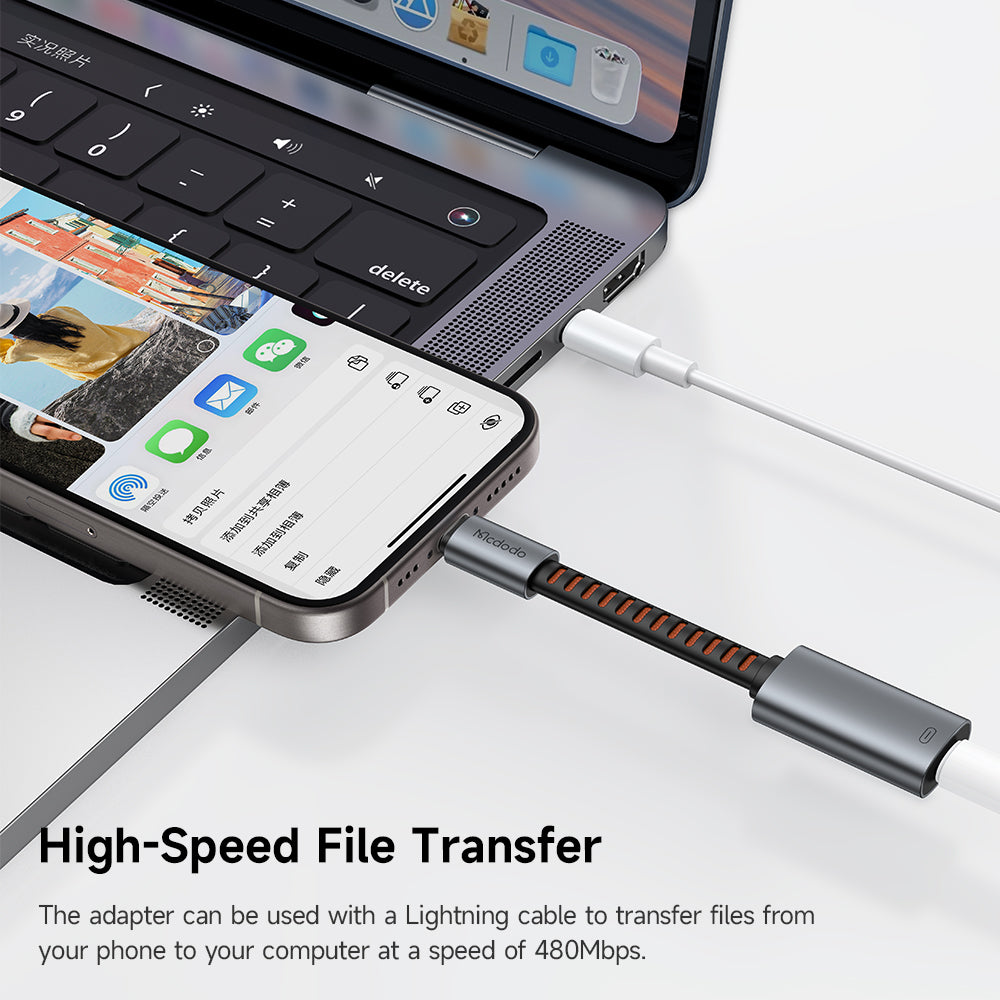 Audioadapter USB-C - Lightning McDodo CA-4870, Grå