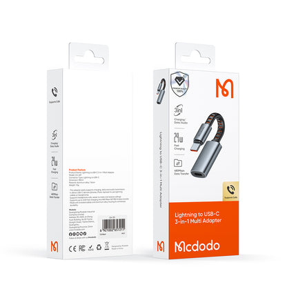 Audioadapter USB-C - Lightning McDodo CA-4870, Grå