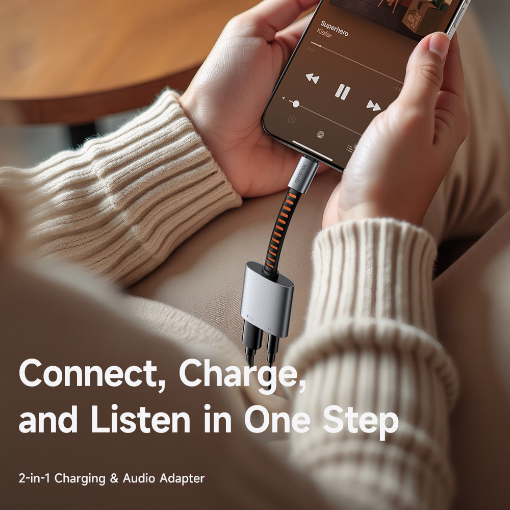 Audioadapter USB-C - USB-C / 3,5 mm McDodo CA-3120, Grå