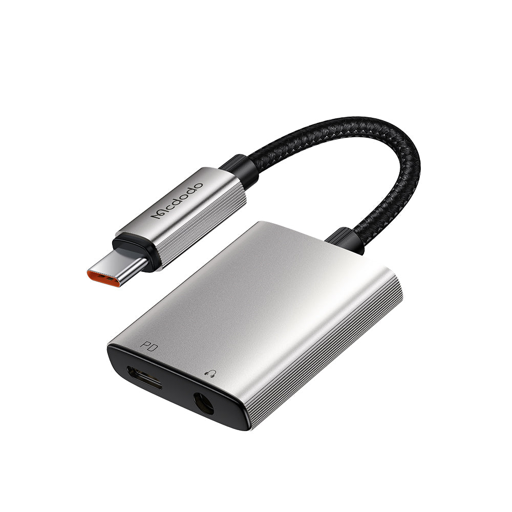 Audioadapter USB-C - USB-C / 3,5 mm McDodo CA-5050 Wales, Grå
