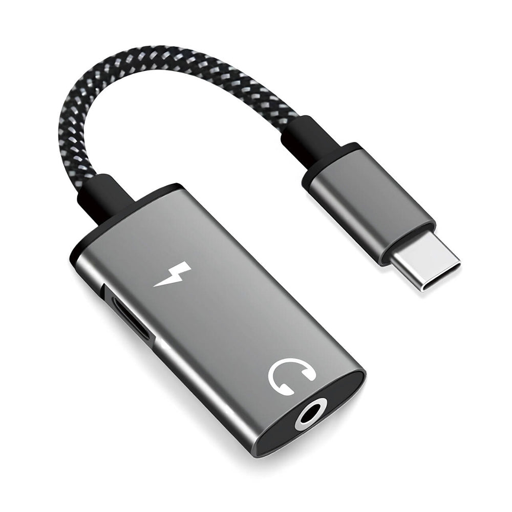 Audioadapter USB-C - USB-C / 3,5 mm Techsuit AC22 AcustiCore, Grå