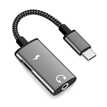 Audioadapter USB-C - USB-C / 3,5 mm Techsuit AC22 AcustiCore, Grå